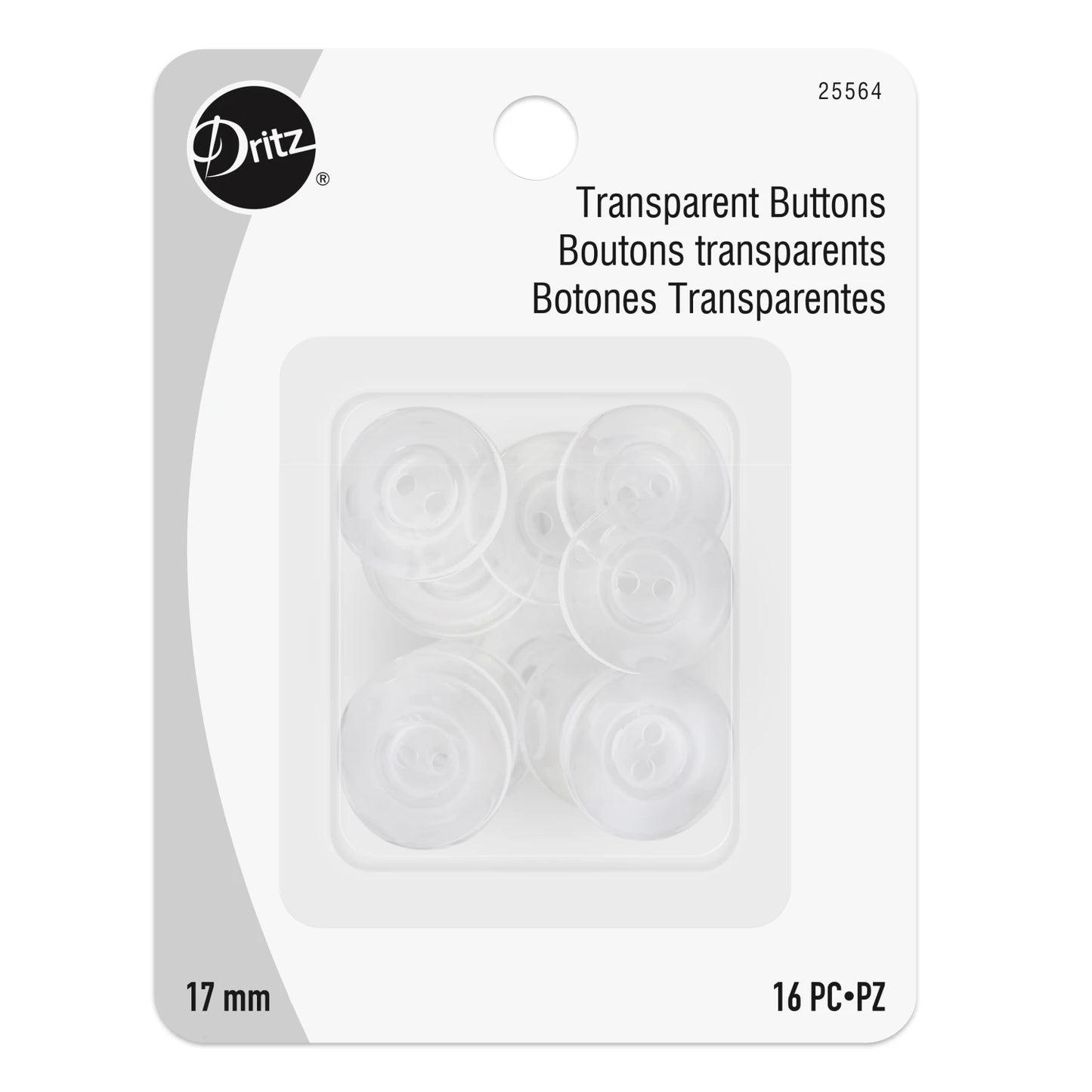 17mm Transparent Buttons- 16pc