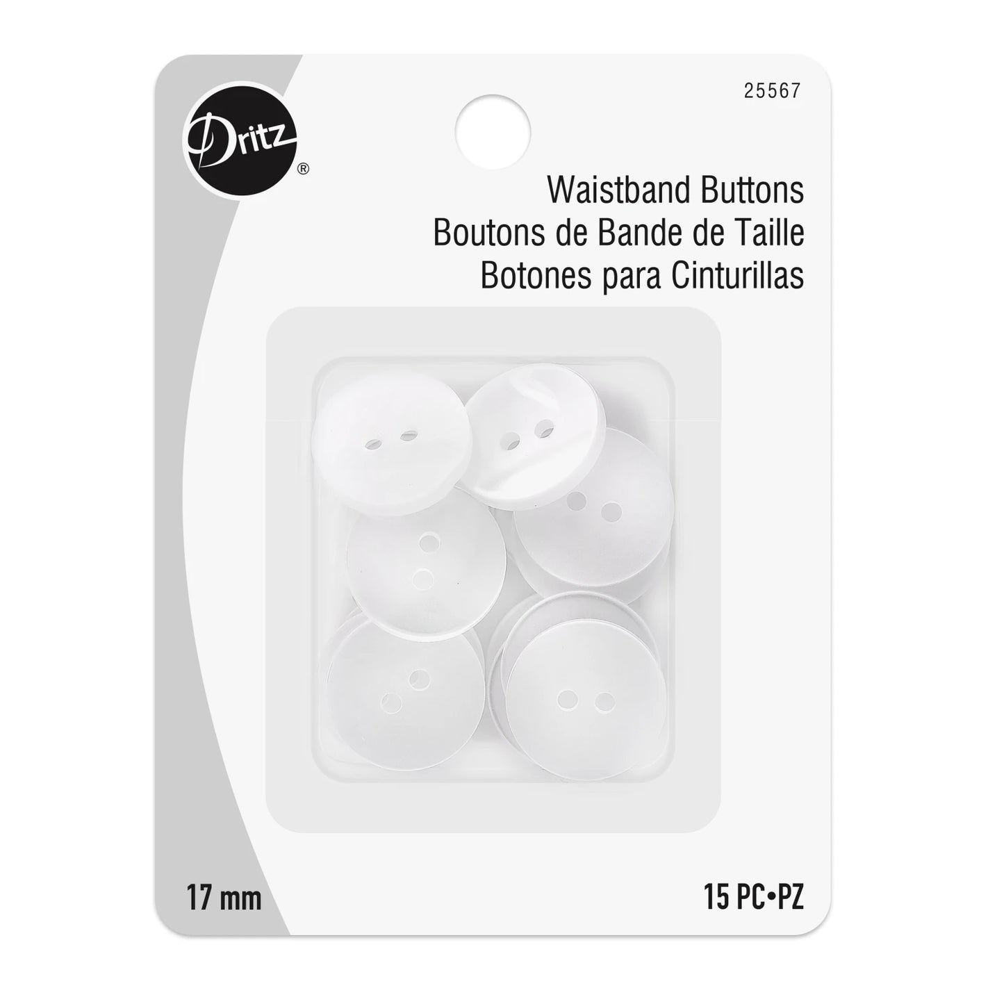 Waistband Buttons 17mm White