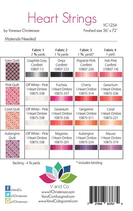 Coral Heart Strings Quilt Kit