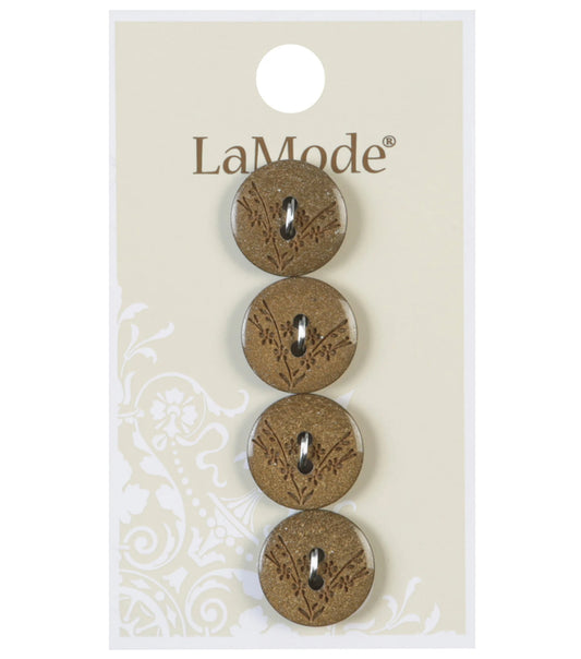 LaMode Gold Etched Flowers 5/8in 16mm 2 hole