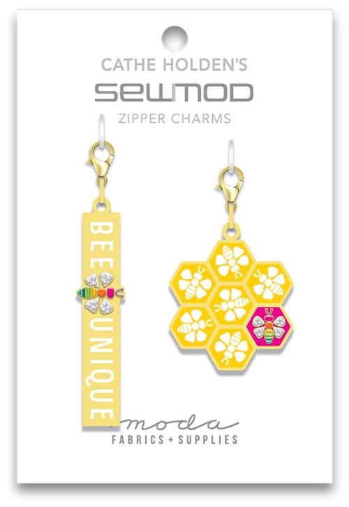 Happy Bee Zipper pulls - 2 ct