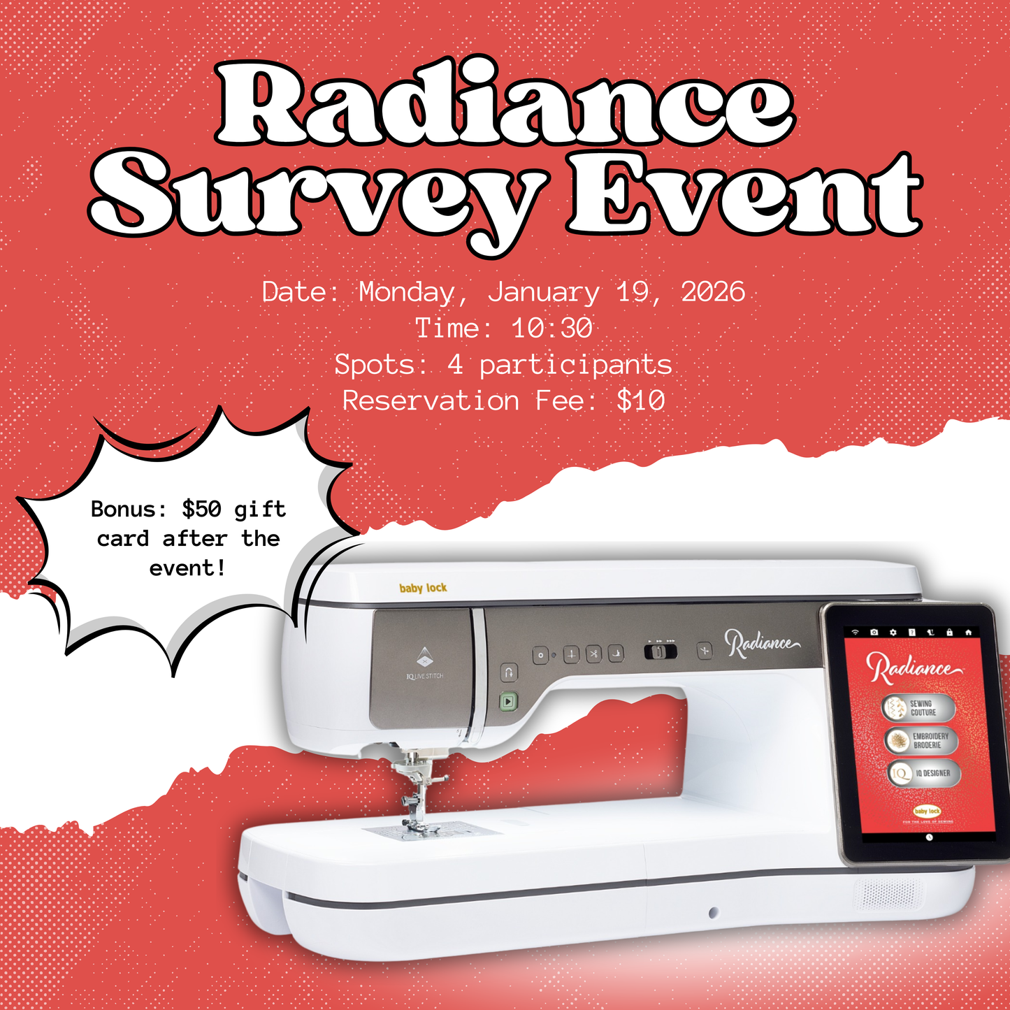 Baby Lock Radiance Survey Event
