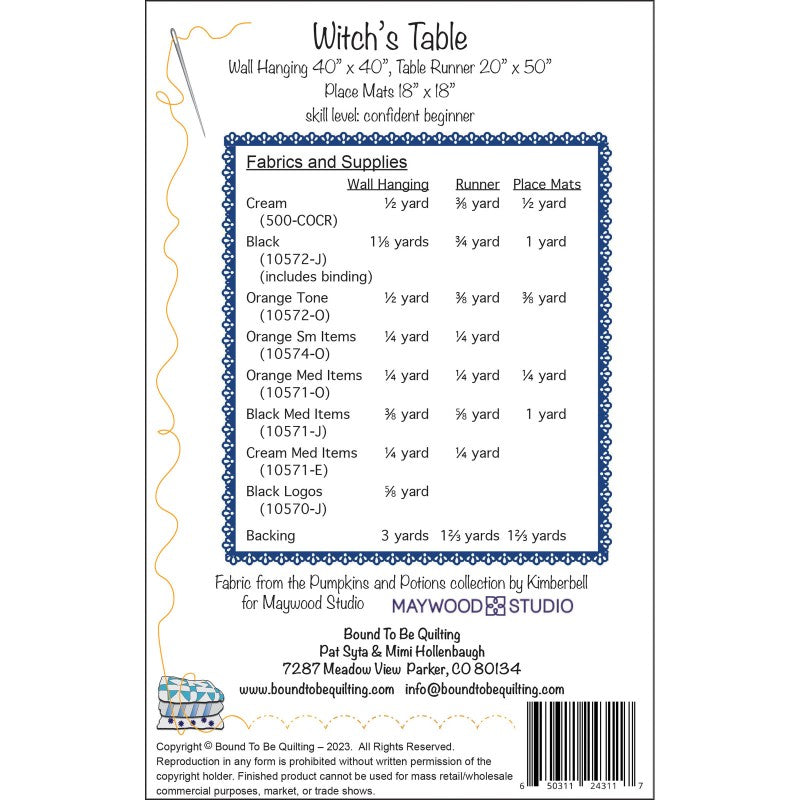Witch's Table - Sewing Pattern