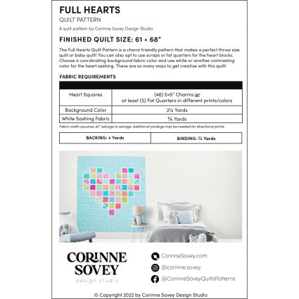 Full Hearts- Quilt Pattern and Fabric Kit