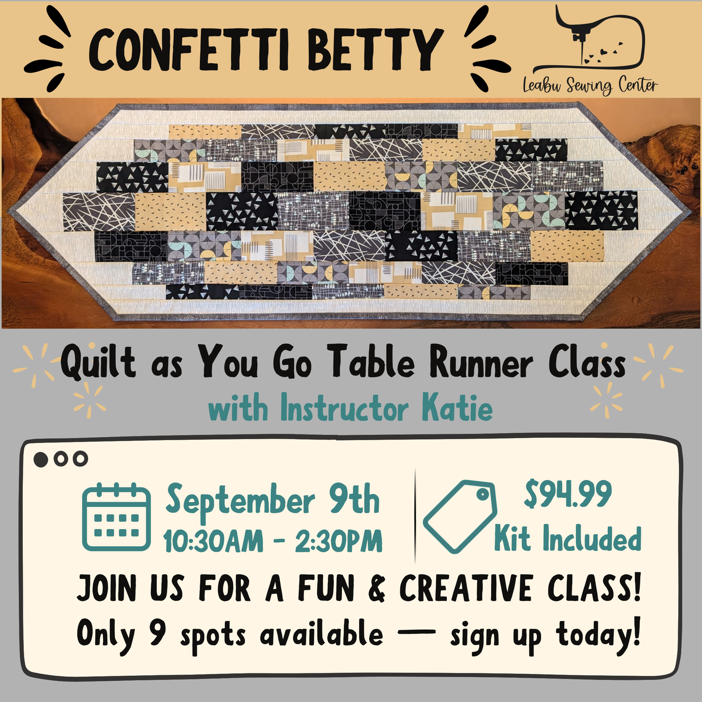 Confetti Betty Table Runner Class