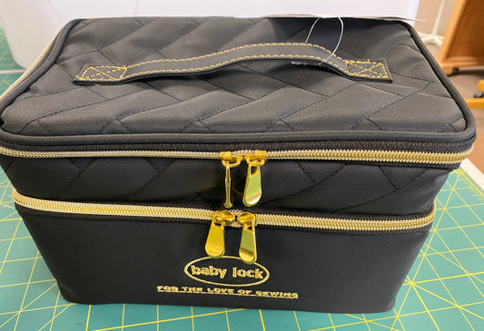 Baby Lock Double Organizer-Quilted Black with Gold Bag