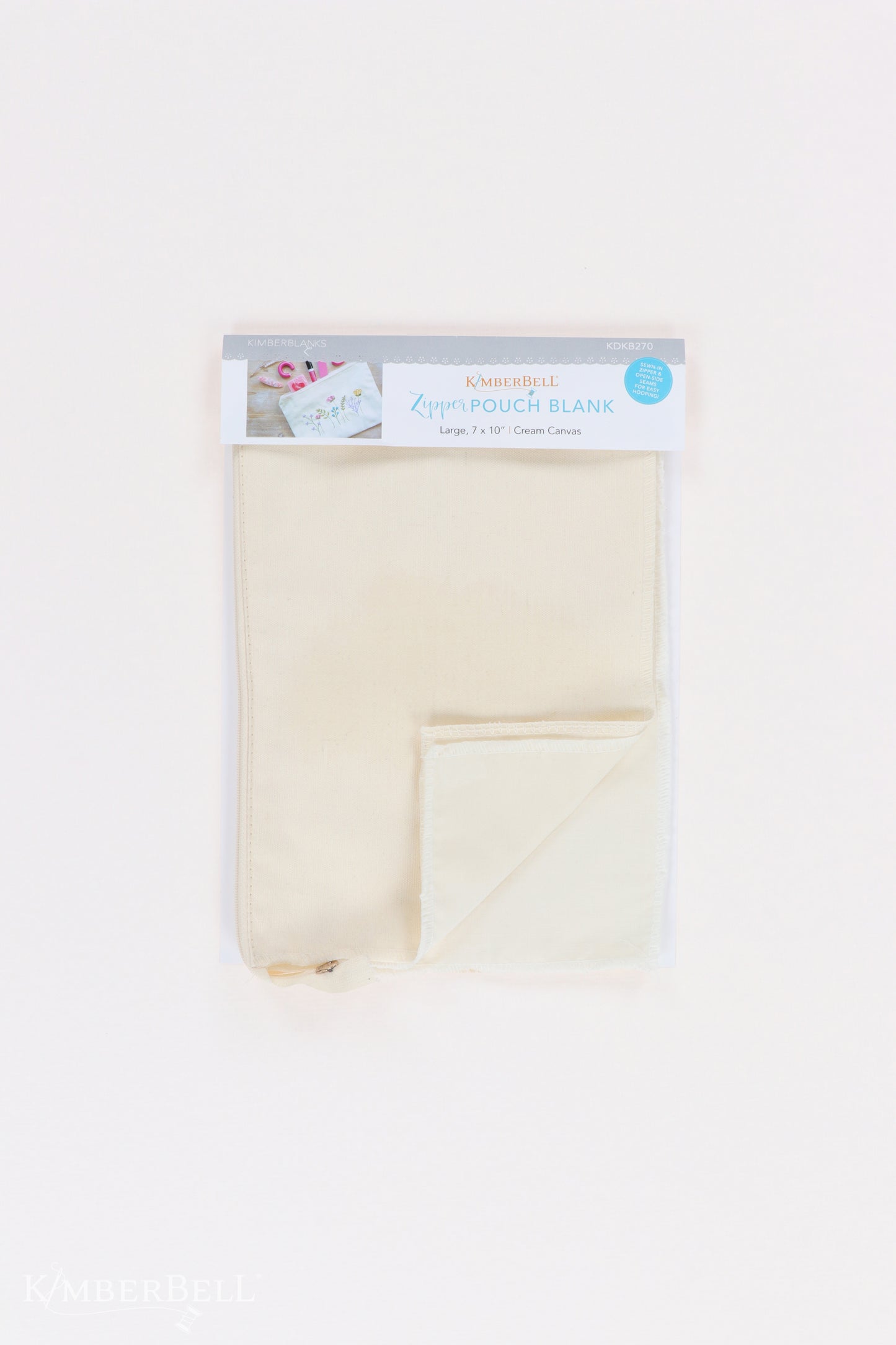 Kimberbell Zipper Pouch Blank Canvas Cream Large
