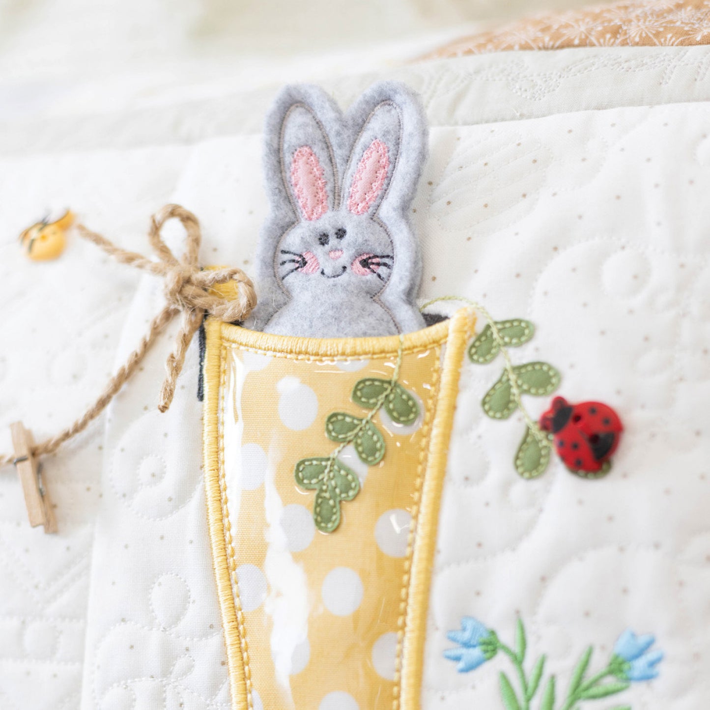 Kimberbell Hoppin' Down the Bunny Trail Bench Pillow
