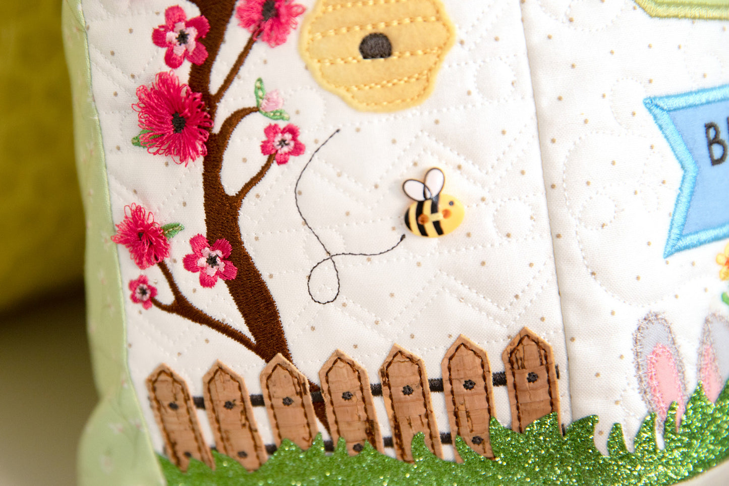 Kimberbell Hoppin' Down the Bunny Trail Bench Pillow