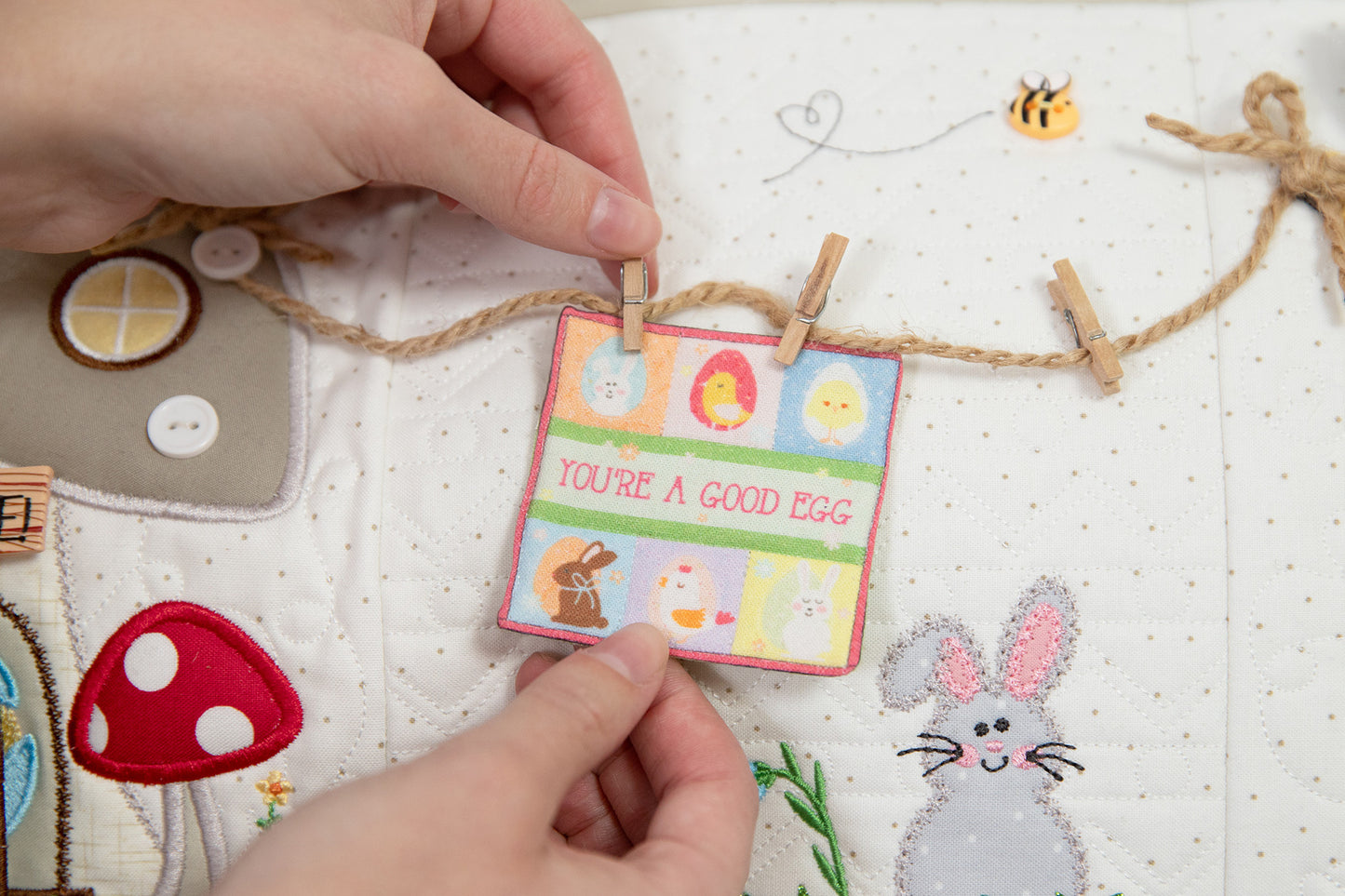 Kimberbell Hoppin' Down the Bunny Trail Bench Pillow