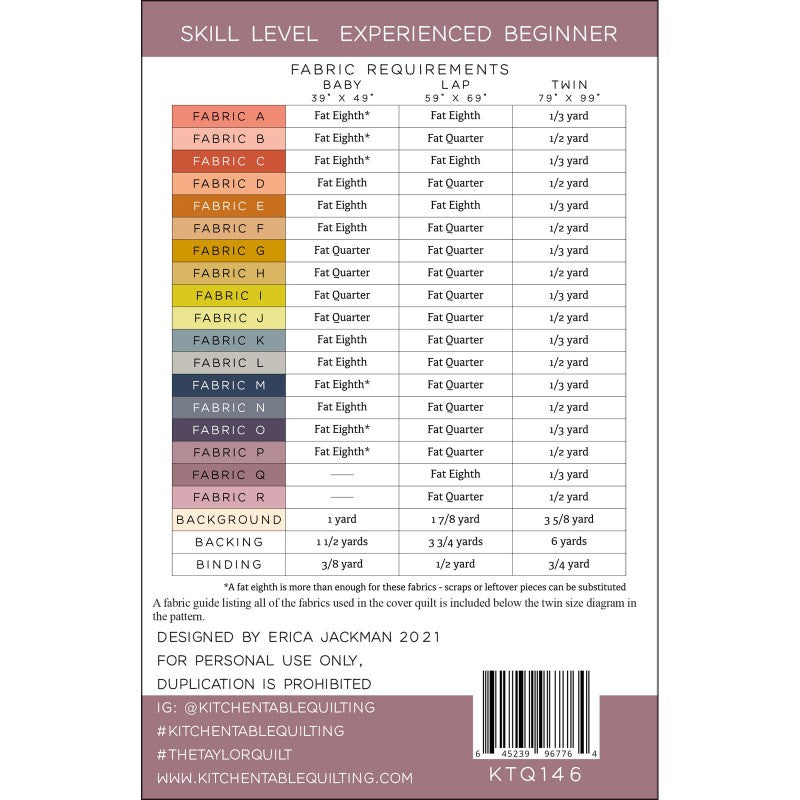 The Taylor Quilt - Pattern and Fabric Kit