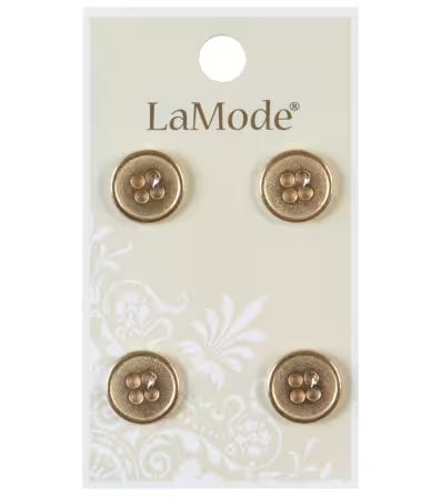 LaMode 1/2 Gold Metal Buttons - 4 Pack