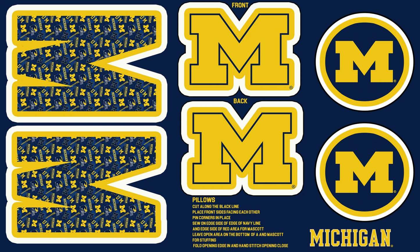 Michigan Minky Pillow Project Panel 36in x 60in