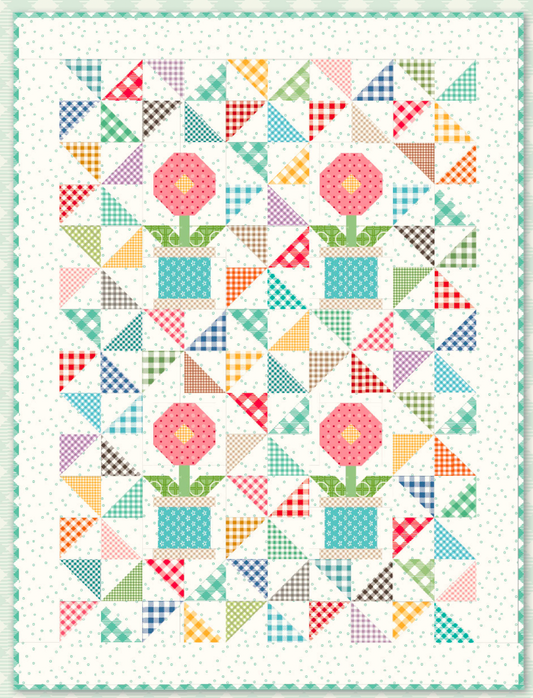 Lori Holt/Riley Blake Designs Gingham Flower Pots Fabric Quilt Kit