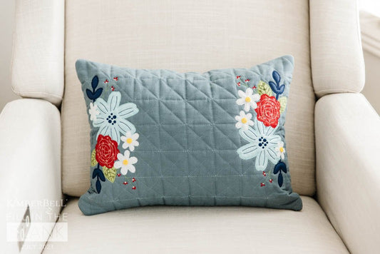 Kimberbell Quilted Pillow Blank - Patriot Blue Linen