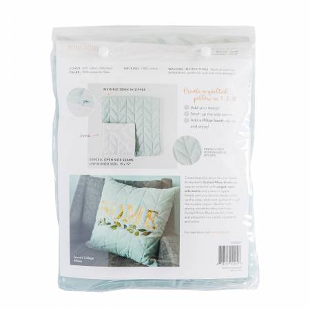 Quilted Pillow Cover Blank, 18inx18in Mist Blue Linen, Herringbone Quilting