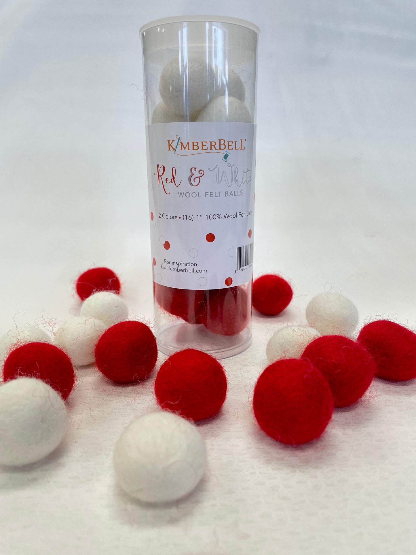 Wool Felt Balls - Red and White