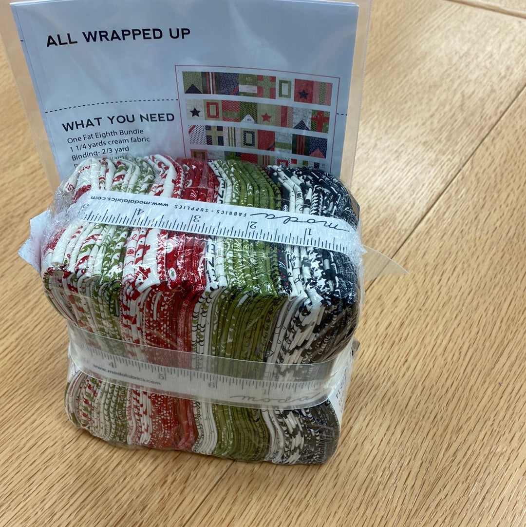 All Wrapped Up Quilt Pattern and The Christmas Card Fat Eighth Bundle - 40 Pieces