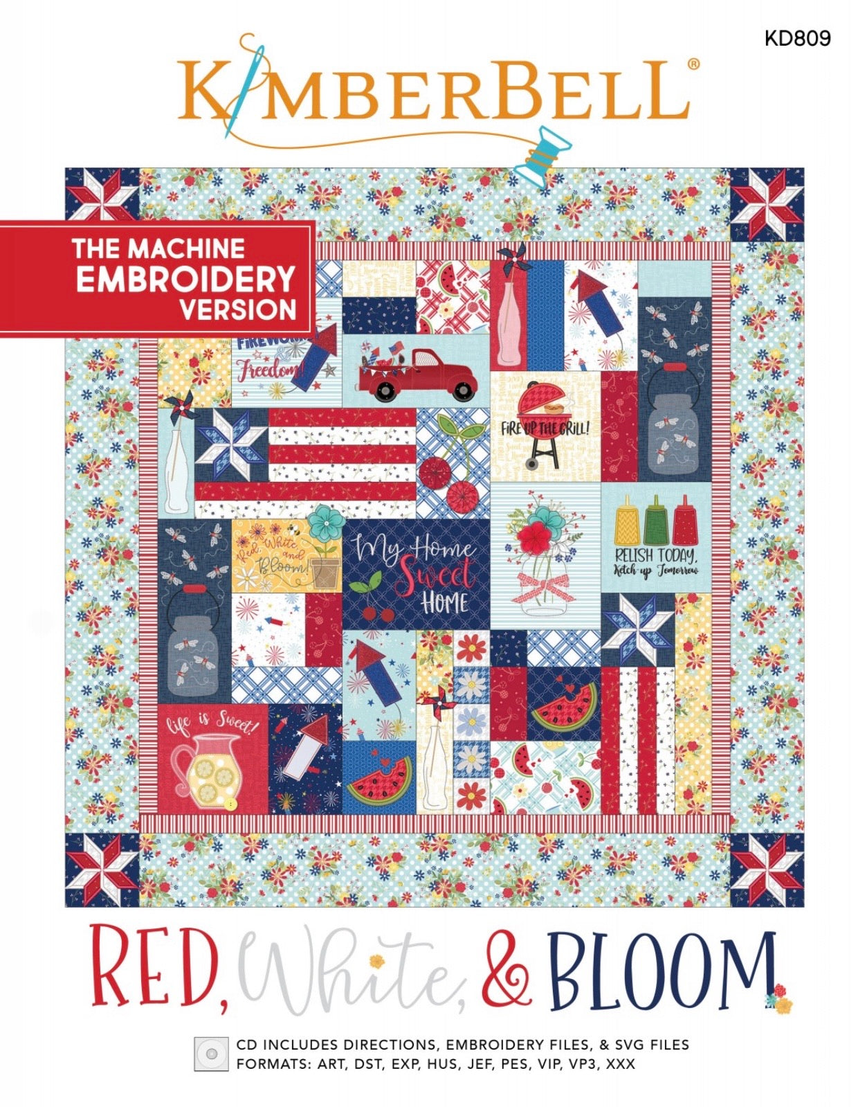 KimberBell: Red, White & Bloom Quilt