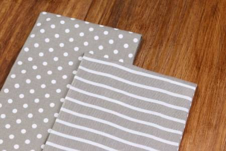 Dots & Stripes Tea Towel - Grey