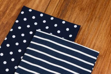 Dots & Stripes Tea Towel - Navy