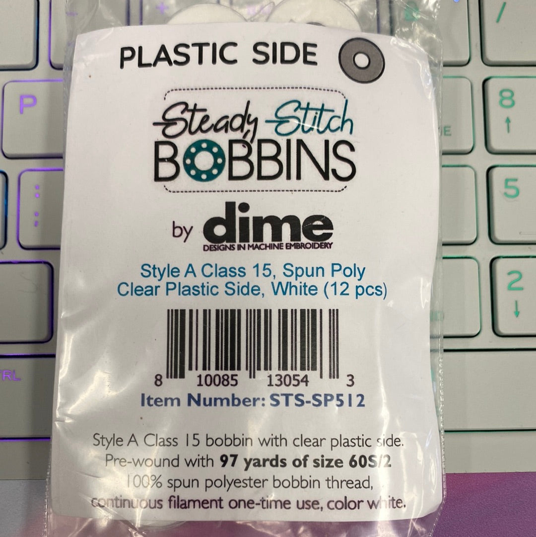 Steady Stitch Style A Class 15 Plastic Sides Spun Poly Prewound Bobbins