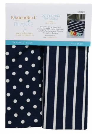 Dots & Stripes Tea Towel - Navy