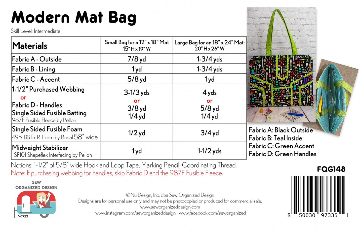 Modern Mat Bag Sewing Pattern