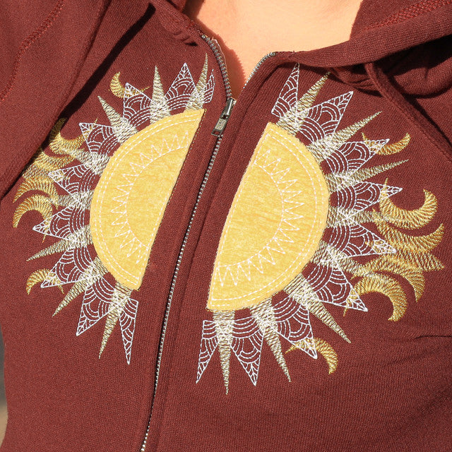 Stylish Split Fashion Embroidery - Zip Up Hoodie