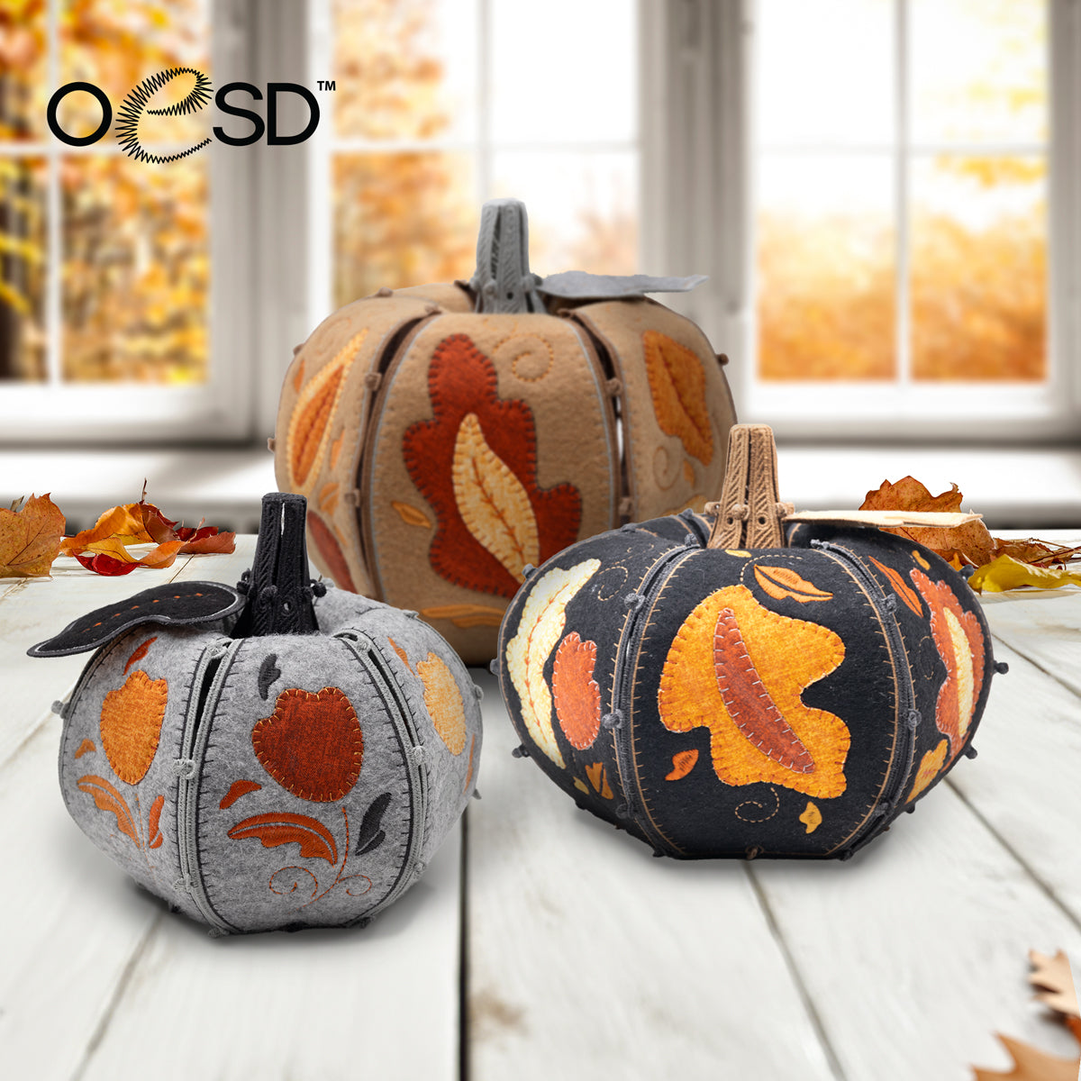 Freestanding Primitive Pumpkins Design USB - OESD #12976