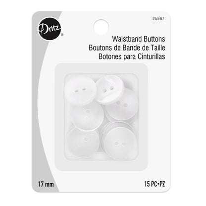 Waistband Buttons 17mm White