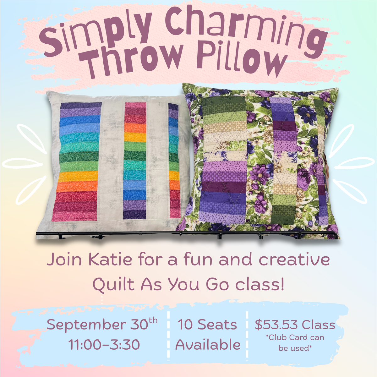 Simply Charming Throw Pillow Cover Class