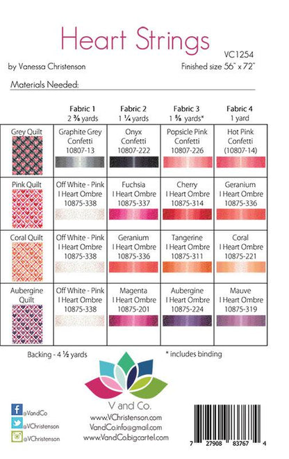 Coral Heart Strings Quilt Kit