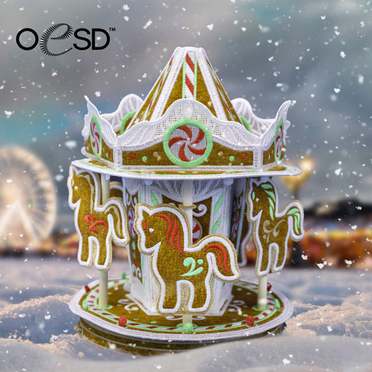 Freestanding Gingerbread Carousel Design USB - OESD 51339