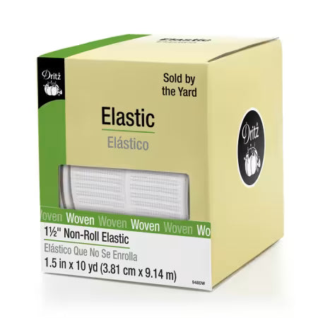 White Non-Roll Elastic 1-1/2in x 10yds