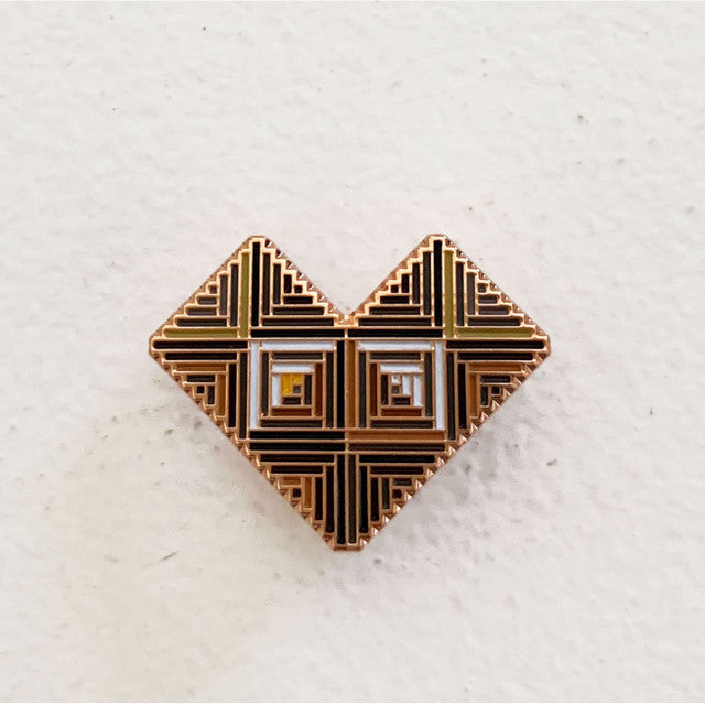 Log Cabin Heart Enamel Pin