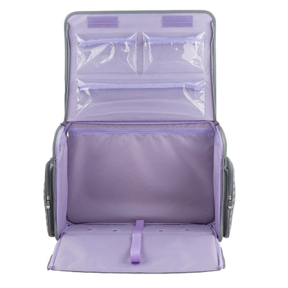 XL Rolling Sewing Machine Tote Purple Floral
