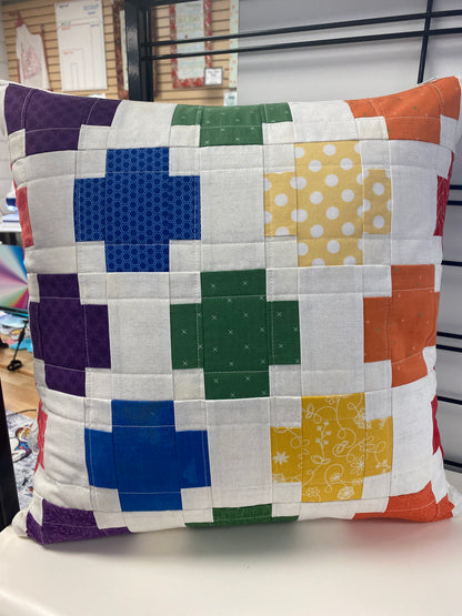 Patchwork Plus Pillow- Design, Fabric Kit, and Instructional video