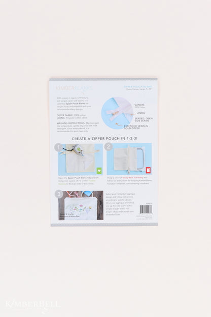Kimberbell Zipper Pouch Blank Canvas Cream Large