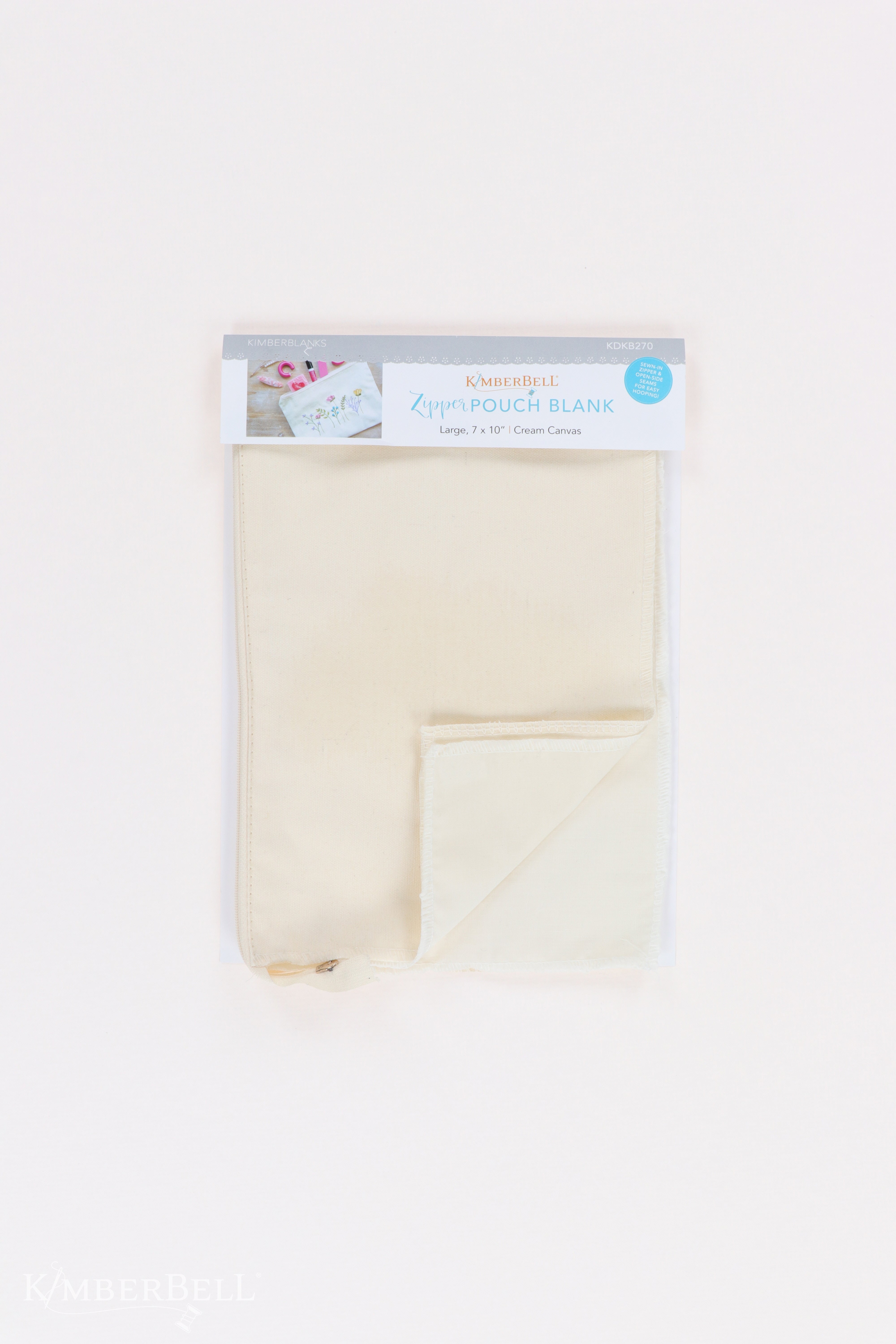 Kimberbell Zipper Pouch Blank Canvas Cream Large