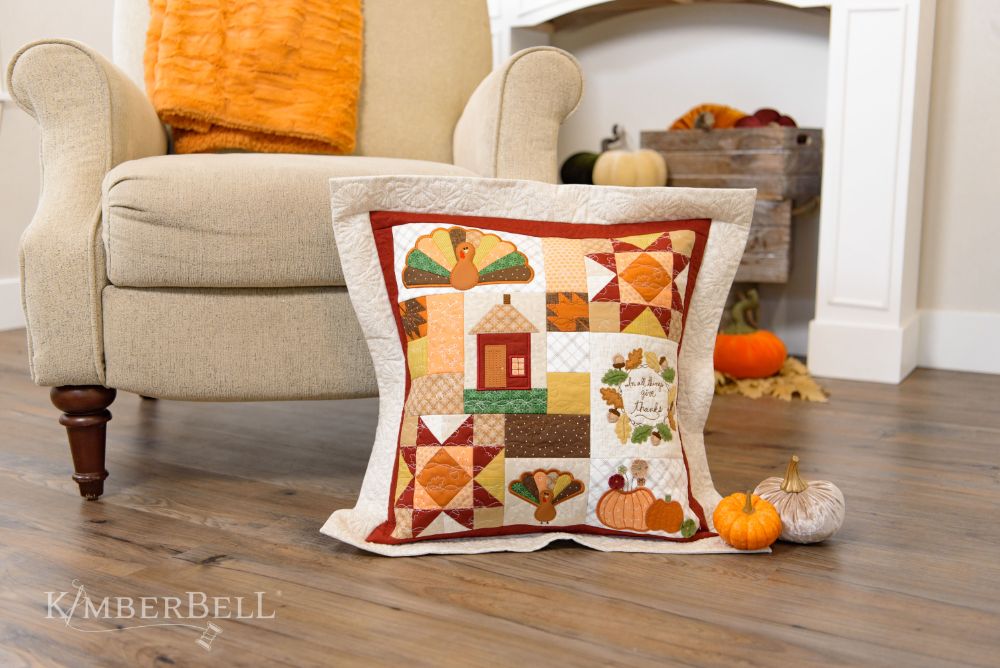 KimberBell In All Things Give Thanks 22"x22" Pillow, Fabric Kit