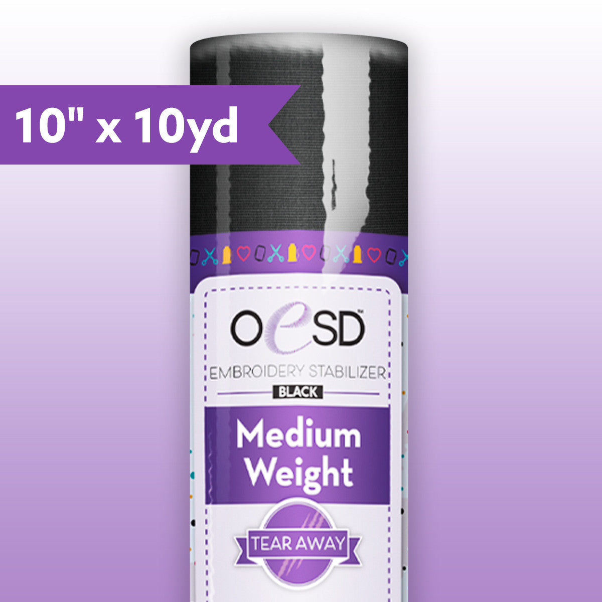 OESD- Medium Weight Black Tear Away 10"x10"