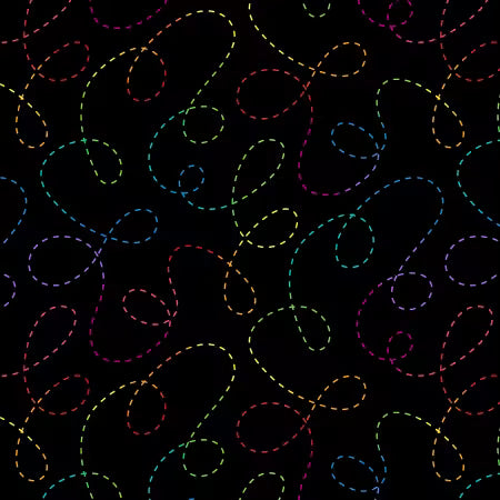 Stitched Curlicues (BLACK) - 6015-KMU