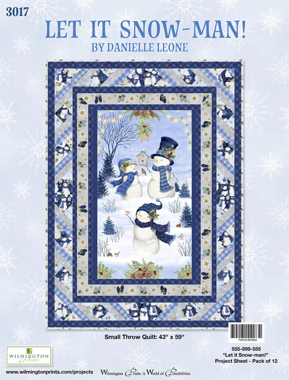 Let It Snow-Man Throw Quilt Pattern