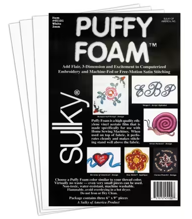 Embroidery Puffy Foam  3mm 1 6in x 9in 12 Color Assortment