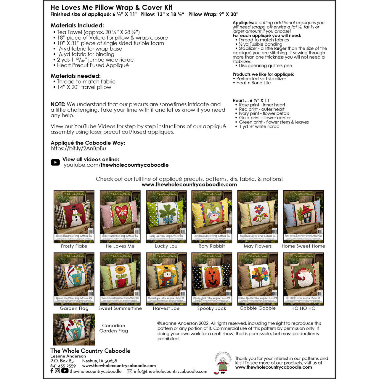 He Loves Me Pillow Wrap & Cover Kit