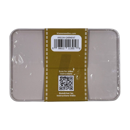 Clear plastic case with a label and QR code on a white background