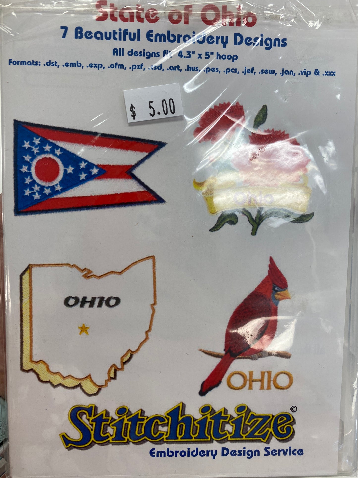 State of Ohio Embroidery Designs