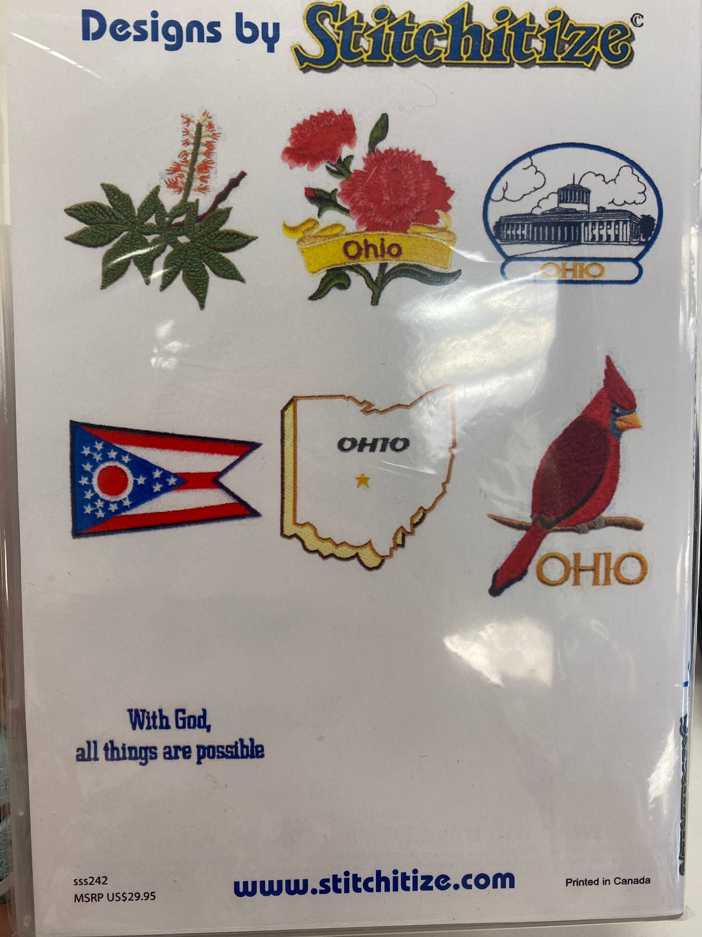 State of Ohio Embroidery Designs