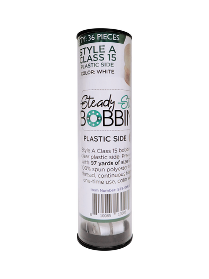 Steady Stitch Style A Class 15 Plastic Sides Spun Poly Prewound Bobbins